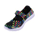 Maxbell Women Woven Shoes Slip On Elastic Flat Casual Sandal EU 39 Colorful black