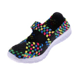 Maxbell Women Woven Shoes Slip On Elastic Flat Casual Sandal EU 39 Colorful black