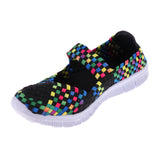 Maxbell Women Woven Shoes Slip On Elastic Flat Casual Sandal EU 39 Colorful black