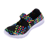 Maxbell Women Woven Shoes Slip On Elastic Flat Casual Sandal EU 39 Colorful black