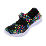 Maxbell Women Woven Shoes Slip On Elastic Flat Casual Sandal EU 39 Colorful black