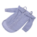 Maxbell Fashion Bare Shoulders Shirt Striped Tops for 1/6 Blythe Doll Dark Blue