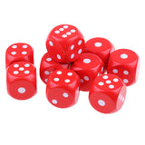 Maxbell 10Pieces Wooden Dice D6 Six Sided Dotted Dice for Dungeons and Dragons Red