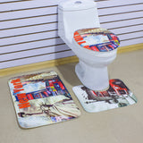 Maxbell 3Pcs Non-Slip Bathroom Pedestal Lid Mat Pad Toilet Rug Set New York