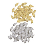 Maxbell 100 Pieces Alloy Filigree Leaves Charms Pendants Jewelry Findings White K