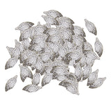 Maxbell 100 Pieces Alloy Filigree Leaves Charms Pendants Jewelry Findings White K