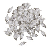 Maxbell 100 Pieces Alloy Filigree Leaves Charms Pendants Jewelry Findings White K