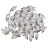 Maxbell 100 Pieces Alloy Filigree Leaves Charms Pendants Jewelry Findings White K