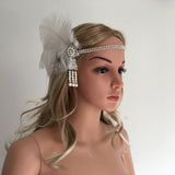 Maxbell Women's Gorgeous Party Prom Flapper Headbands 1920s Feather Crystal Headband