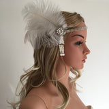 Maxbell Women's Gorgeous Party Prom Flapper Headbands 1920s Feather Crystal Headband