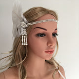 Maxbell Women's Gorgeous Party Prom Flapper Headbands 1920s Feather Crystal Headband