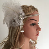 Maxbell Women's Gorgeous Party Prom Flapper Headbands 1920s Feather Crystal Headband