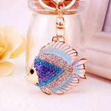 Maxbell Sparkly Tropical Fish Pendant Alloy Key Ring w/ Lobster Clasp Blue
