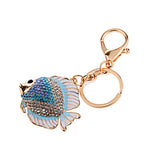 Maxbell Sparkly Tropical Fish Pendant Alloy Key Ring w/ Lobster Clasp Blue