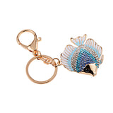 Maxbell Sparkly Tropical Fish Pendant Alloy Key Ring w/ Lobster Clasp Blue