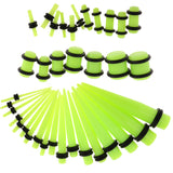 Maxbell 36pcs Ear Gauges Stretching Kit Acrylic Plug 14G-00G Expander Light Green