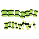 Maxbell 36pcs Ear Gauges Stretching Kit Acrylic Plug 14G-00G Expander Light Green