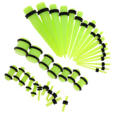 Maxbell 36pcs Ear Gauges Stretching Kit Acrylic Plug 14G-00G Expander Light Green