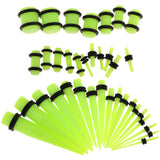 Maxbell 36pcs Ear Gauges Stretching Kit Acrylic Plug 14G-00G Expander Light Green