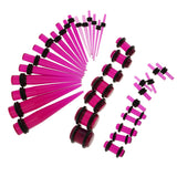Maxbell 36pcs Ear Gauges Stretching Kit Acrylic Plug 14G-00G Expander Purple