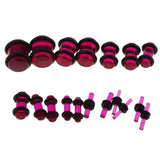 Maxbell 36pcs Ear Gauges Stretching Kit Acrylic Plug 14G-00G Expander Purple