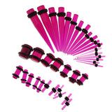 Maxbell 36pcs Ear Gauges Stretching Kit Acrylic Plug 14G-00G Expander Purple