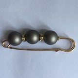 Maxbell ABS Pearls Rhinestone Spacer Beads Safety Pin Brooch Clip Scarf Hat Gray