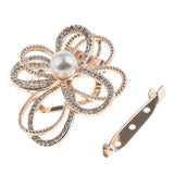 Maxbell Crystal  Flower with Imitation Pearl Scarf Ring Buckle Brooch 2 in 1 Gold
