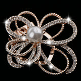Maxbell Crystal  Flower with Imitation Pearl Scarf Ring Buckle Brooch 2 in 1 Gold