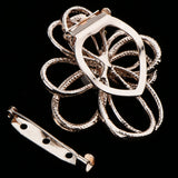Maxbell Crystal  Flower with Imitation Pearl Scarf Ring Buckle Brooch 2 in 1 Gold