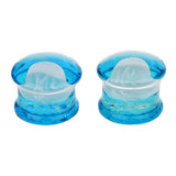 Maxbell Pair Jellyfish Flesh Tunnels Glass Saddle Ear Plug 16mm Light Blue Jellyfish