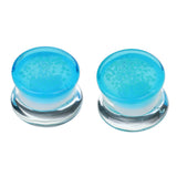 Maxbell Pair Jellyfish Flesh Tunnels Glass Saddle Ear Plug 16mm Light Blue Jellyfish