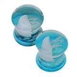 Maxbell Pair Jellyfish Flesh Tunnels Glass Saddle Ear Plug 16mm Light Blue Jellyfish