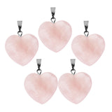 Maxbell 5pcs Crystal Gemstone Heart Charm Pendants for Necklace Pink