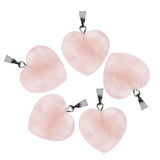 Maxbell 5pcs Crystal Gemstone Heart Charm Pendants for Necklace Pink