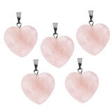 Maxbell 5pcs Crystal Gemstone Heart Charm Pendants for Necklace Pink