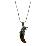 Maxbell Mens 3D Wolf Tooth Head Opal Pendant Ball Chain Necklace Yellow