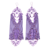 Maxbell Fashion Fingerless Lace Sequins Bridal Fancy Gloves for Wedding-Light purple