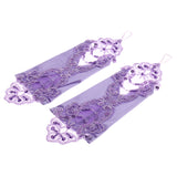 Maxbell Fashion Fingerless Lace Sequins Bridal Fancy Gloves for Wedding-Light purple