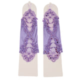 Maxbell Fashion Fingerless Lace Sequins Bridal Fancy Gloves for Wedding-Light purple