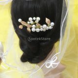 Maxbell Handmade Bridal Pearl Leaf Hair Side Combs Wedding Headpiece Jewelry Gold