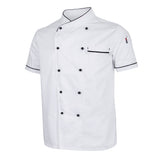 Chef Jacket Uniform Short Sleeve Hotel Kitchen Chefwear Cook Coat M White