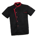 Maxbell Unisex Chef Jacket Coat Short Sleeves Shirt Hotel Kitchen Uniform Black L