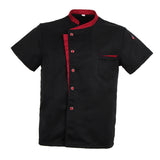 Maxbell Unisex Chef Jacket Coat Short Sleeves Shirt Hotel Kitchen Uniform Black L