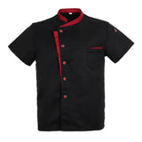 Maxbell Unisex Chef Jacket Coat Short Sleeves Shirt Hotel Kitchen Uniform Black L