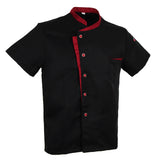 Maxbell Unisex Chef Jacket Coat Short Sleeves Shirt Hotel Kitchen Uniform Black L