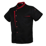 Maxbell Unisex Chef Jacket Coat Short Sleeves Shirt Hotel Kitchen Uniform Black L