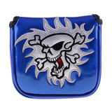 Maxbell Square Skull Golf Mallet Putter Head Cover Bag with Magnetic Closure Blue