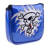 Maxbell Square Skull Golf Mallet Putter Head Cover Bag with Magnetic Closure Blue