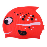 Maxbell Kids Silicone Swimming Cap Waterproof Beach Bathing Hat Bobofish Red